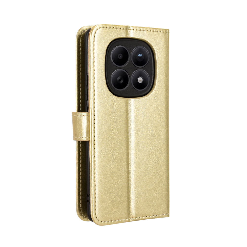 For Xiaomi Poco M8 5G / Redmi Note 15 5G (Global) / Note 15 4G (Global) PU Leather Case with Strap Crazy Horse Texture Phone Wallet Cover