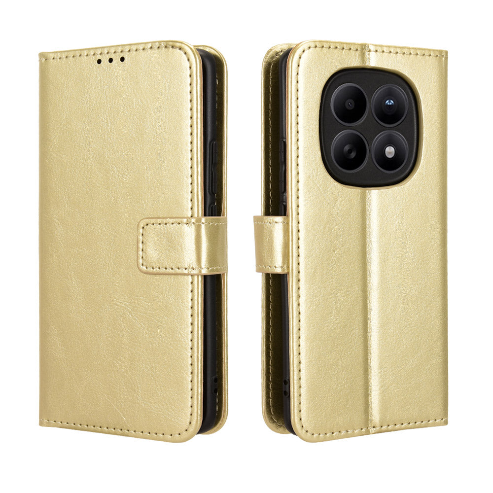 For Xiaomi Poco M8 5G / Redmi Note 15 5G (Global) / Note 15 4G (Global) PU Leather Case with Strap Crazy Horse Texture Phone Wallet Cover