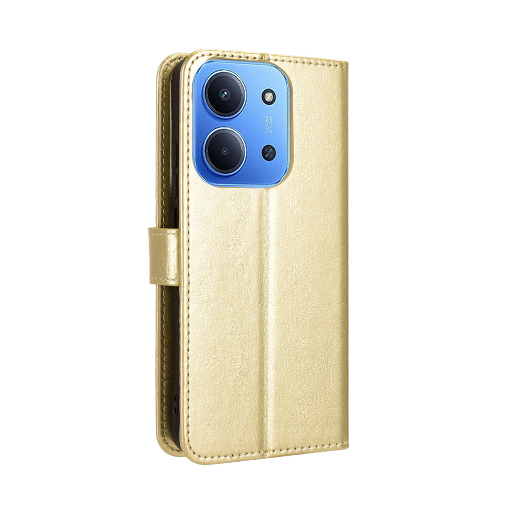 For Xiaomi Redmi 15C 5G (EU) (173mm) / Xiaomi Redmi 15C 4G (EU) (173mm) PU Leather Case with Strap Crazy Horse Texture Phone Wallet Cover