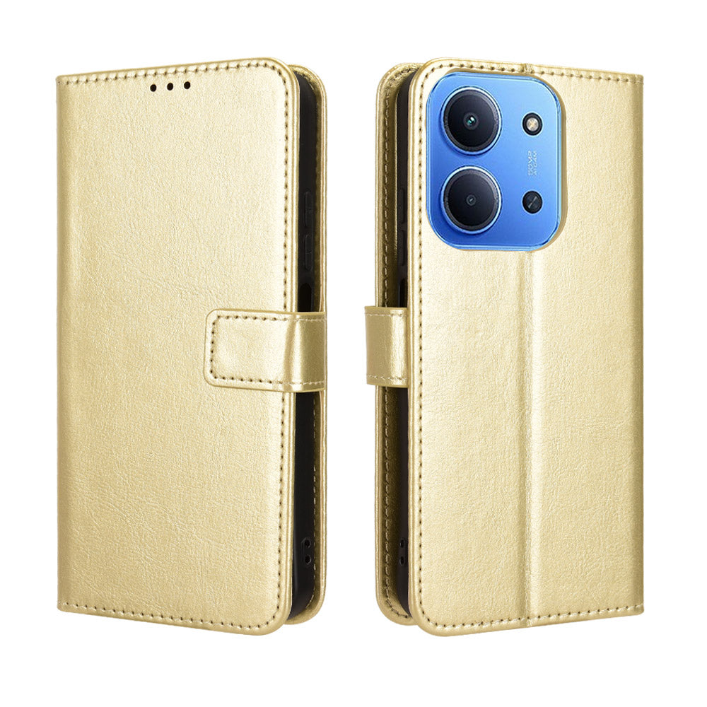 For Xiaomi Redmi 15C 5G (EU) (173mm) / Xiaomi Redmi 15C 4G (EU) (173mm) PU Leather Case with Strap Crazy Horse Texture Phone Wallet Cover