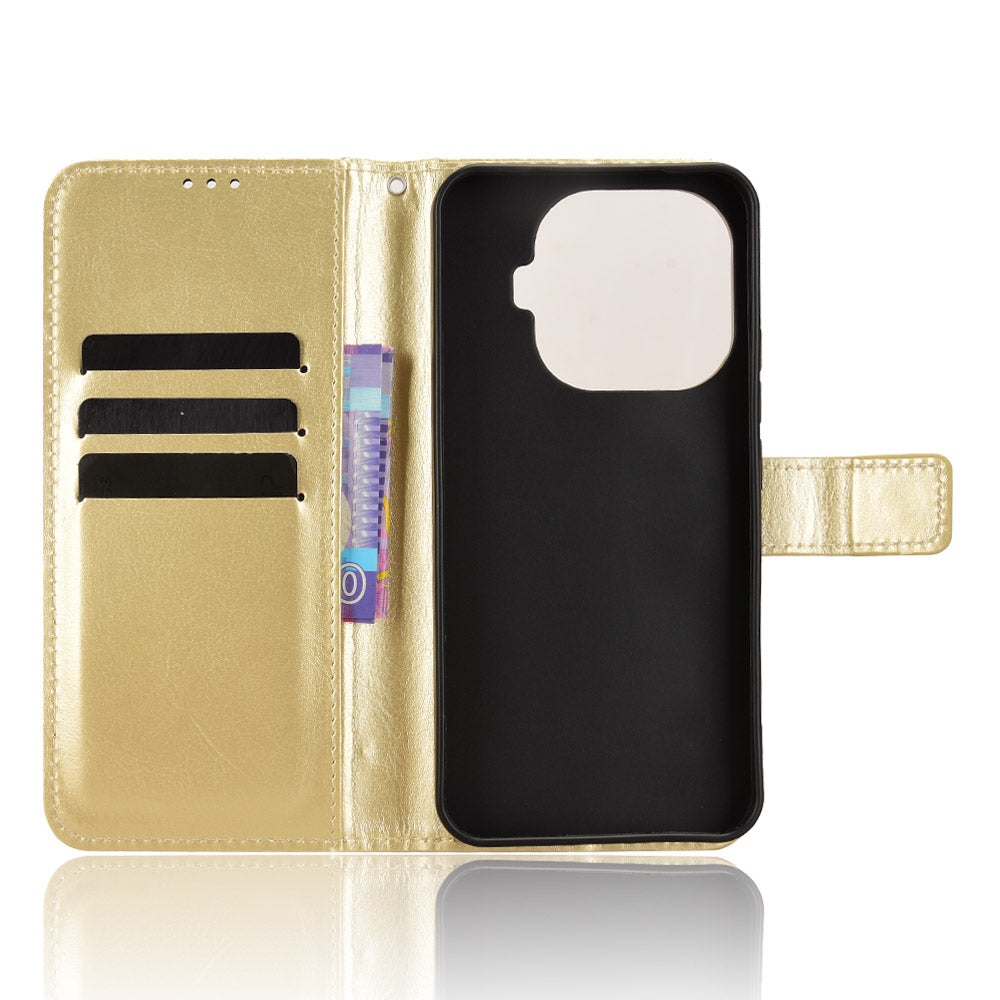 For Xiaomi 15T Pro PU Leather Case with Strap Crazy Horse Texture Phone Wallet Cover