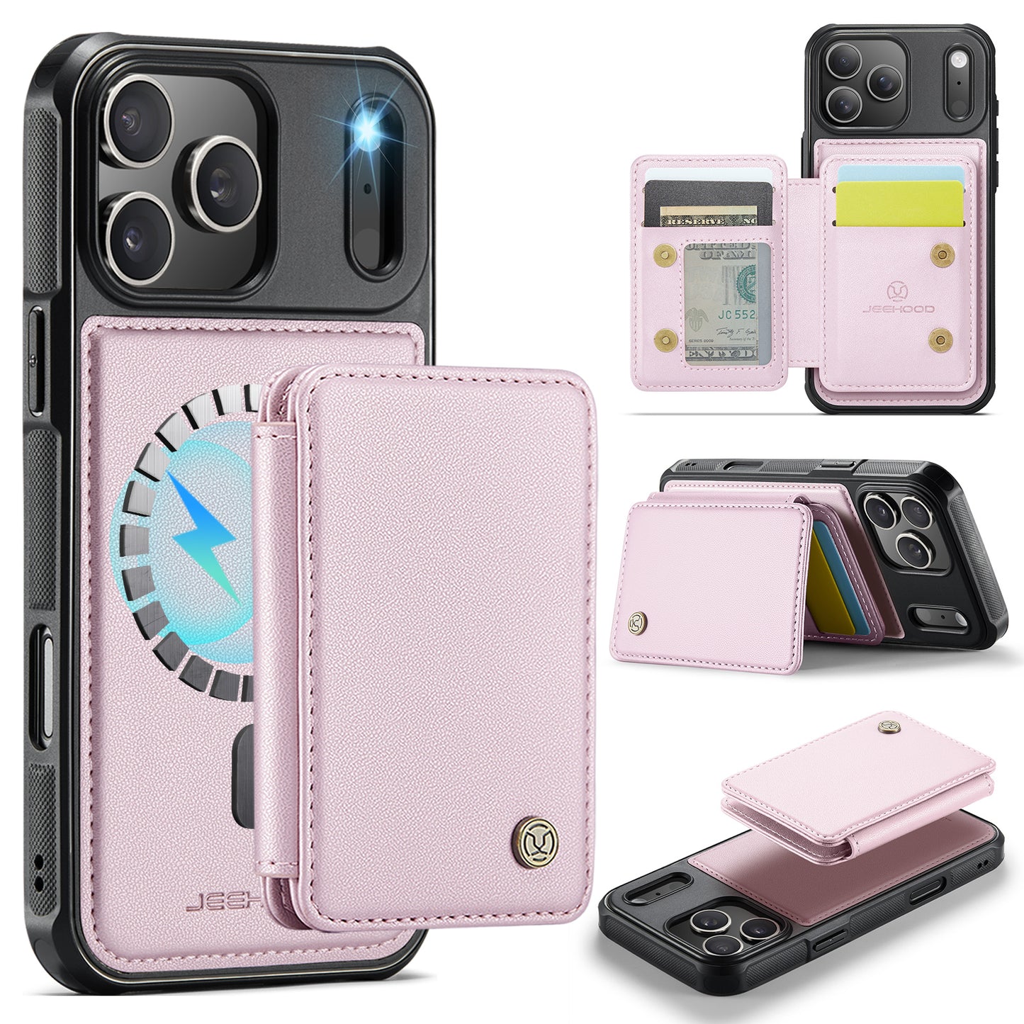 iPhone 17 Pro Max Leder-Handyhülle – Mit abnehmbarer magnetische Kartentasche