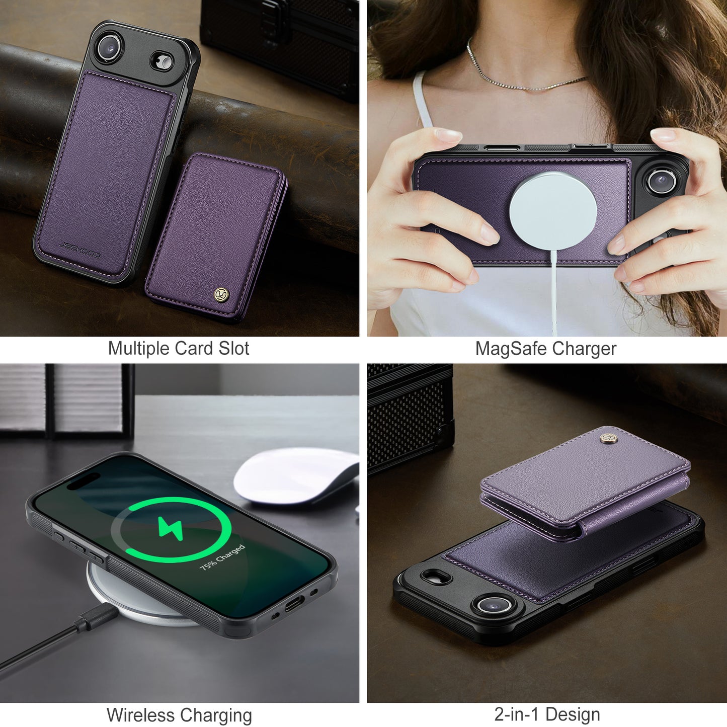iPhone Air Leder-Handyhülle – Mit abnehmbarer magnetische Kartentasche