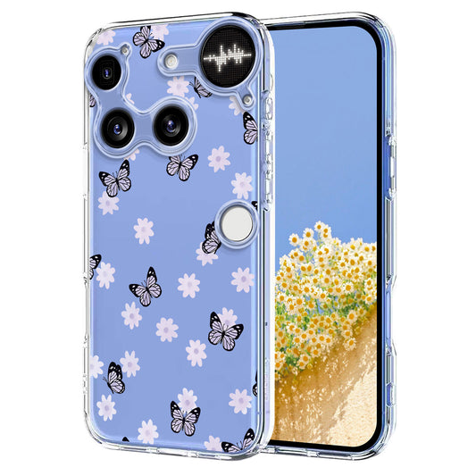 For Nothing Phone (3) 5G Case Butterfly Floral Pattern Printing TPU Phone Back Cover