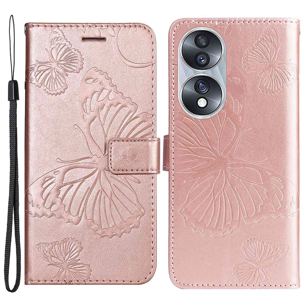 For Honor 70 5G Wallet Case Floral Butterfly Imprinted Leather Phone Cover Stand