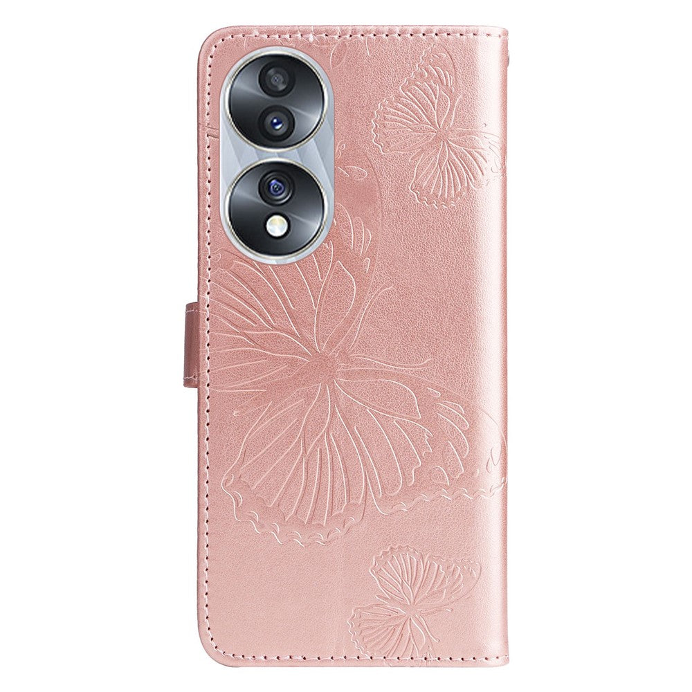 For Honor 70 5G Wallet Case Floral Butterfly Imprinted Leather Phone Cover Stand