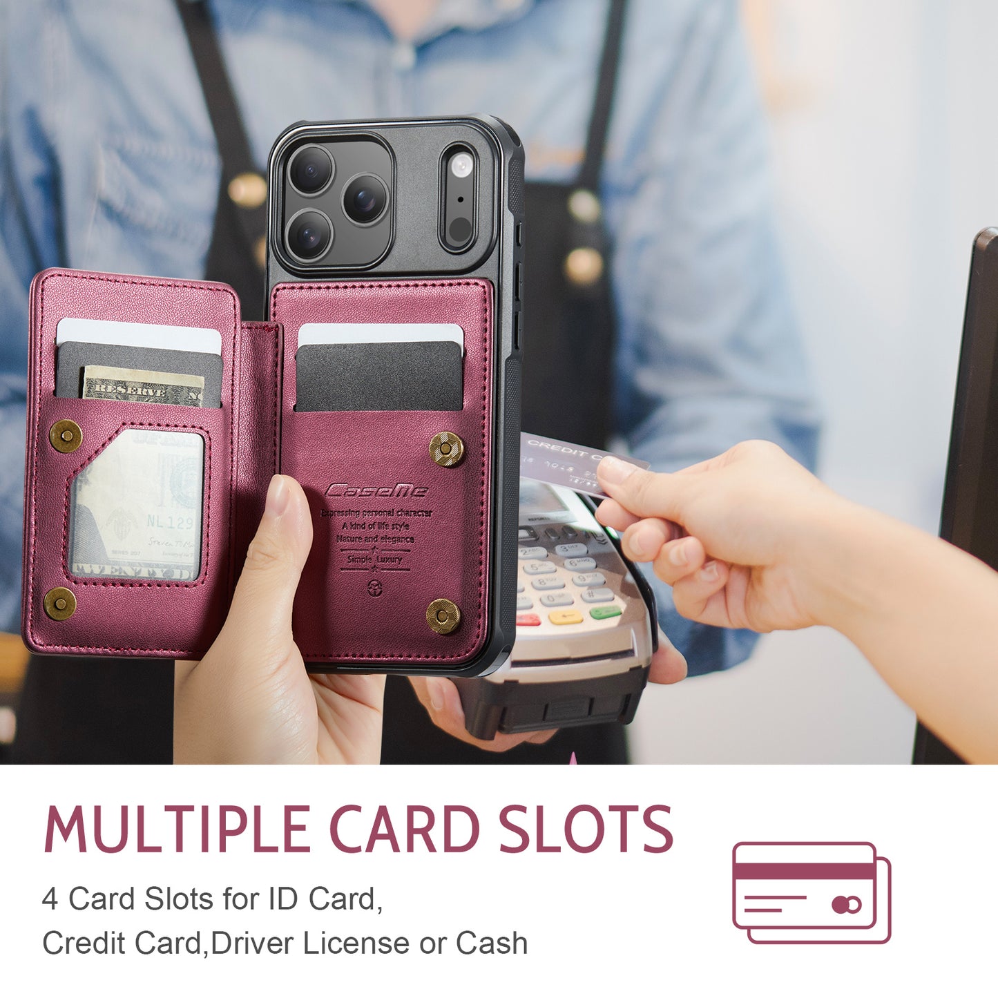 iPhone 17 Pro Faltbare Wallet-Hülle – RFID & 5 Kartenfächer