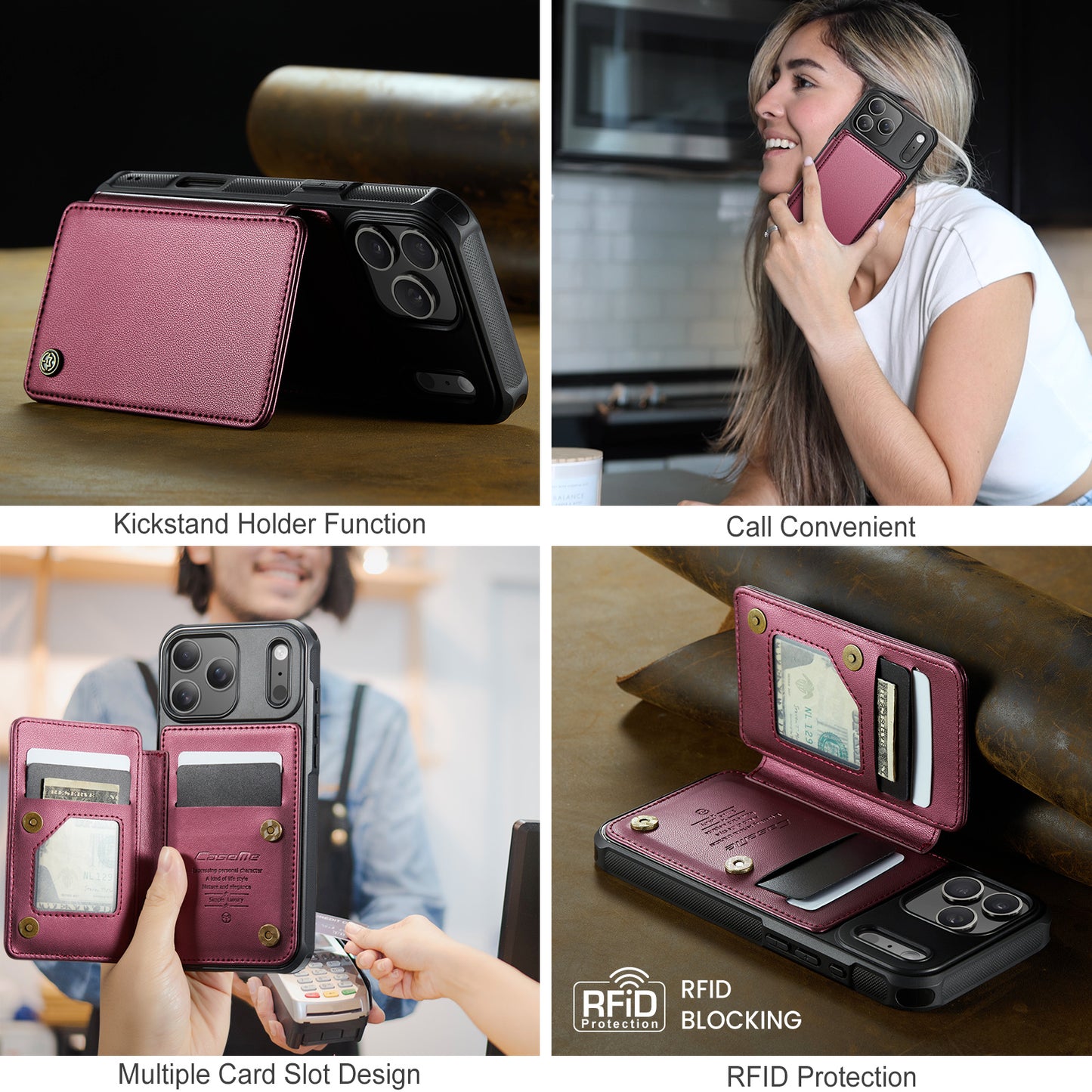 iPhone 17 Pro Faltbare Wallet-Hülle – RFID & 5 Kartenfächer