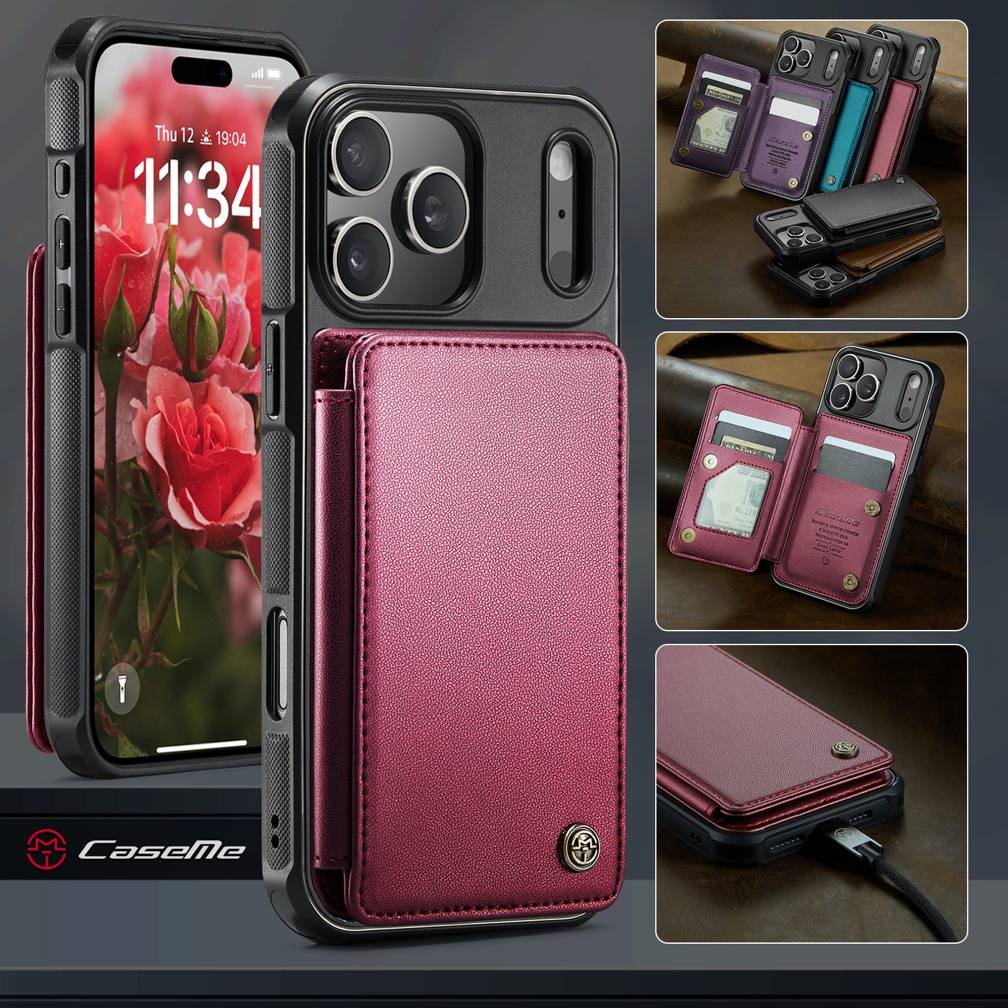 iPhone 17 Pro Max Faltbare Wallet-Hülle – RFID & 5 Kartenfächer