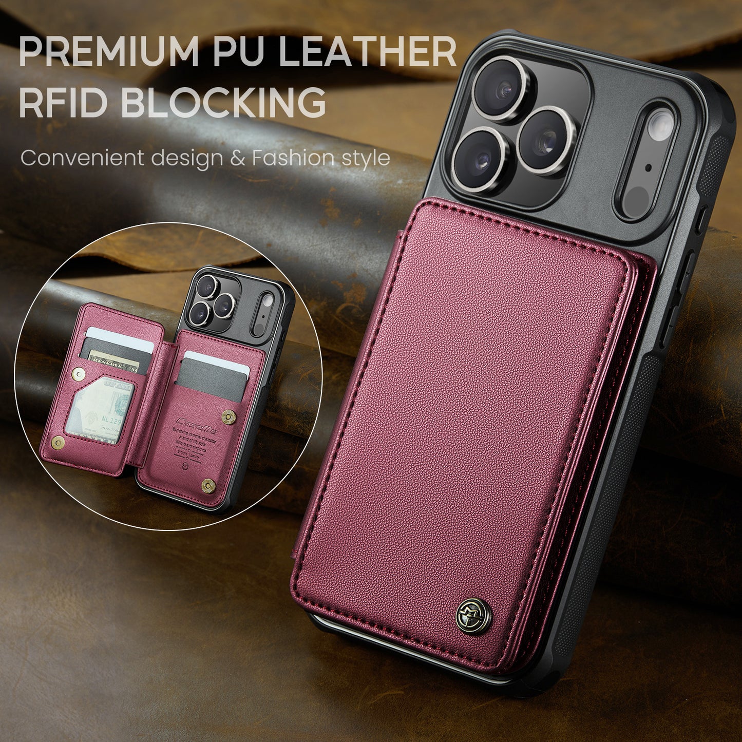 iPhone 17 Pro Max Faltbare Wallet-Hülle – RFID & 5 Kartenfächer