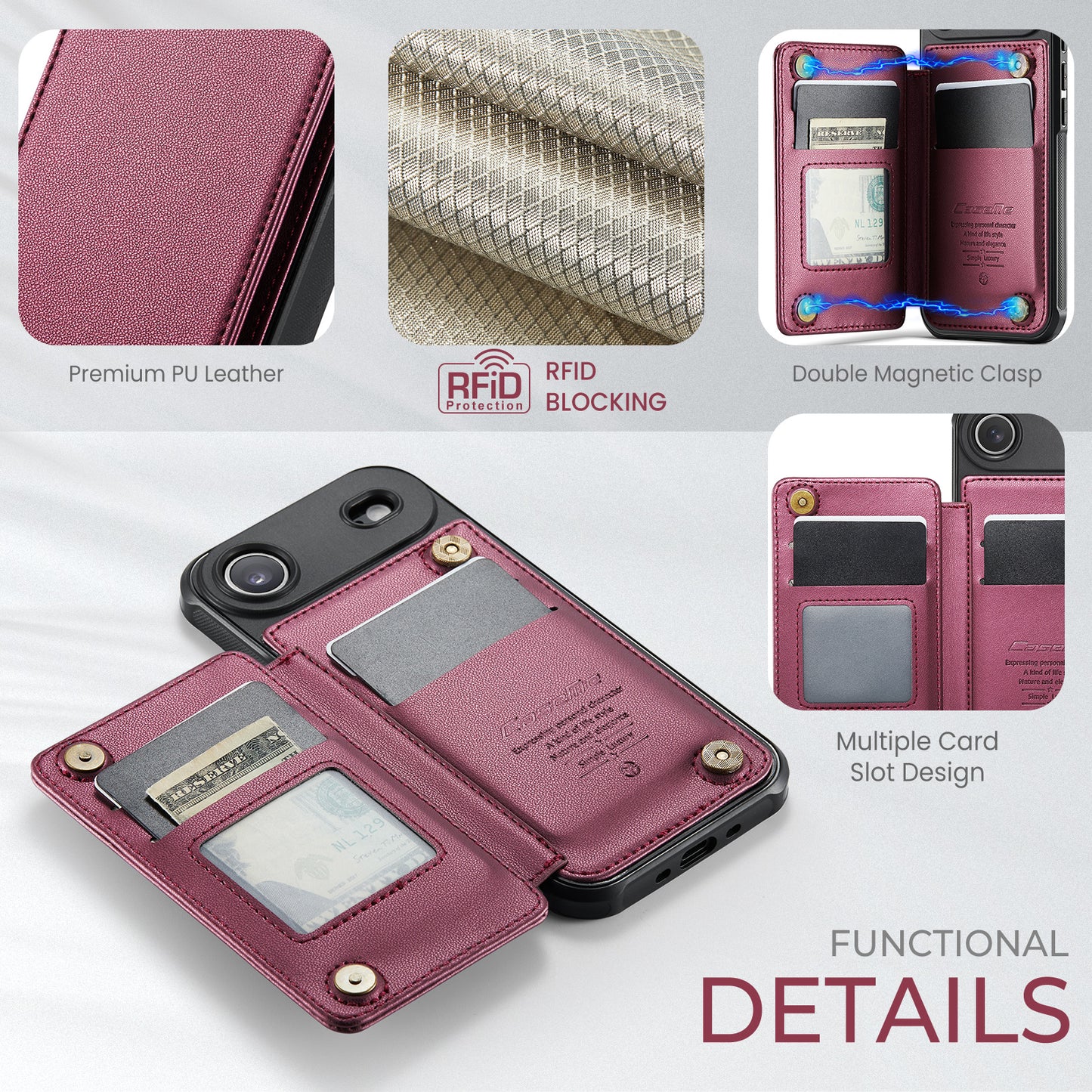 iPhone Air Faltbare Wallet-Hülle – RFID & 5 Kartenfächer