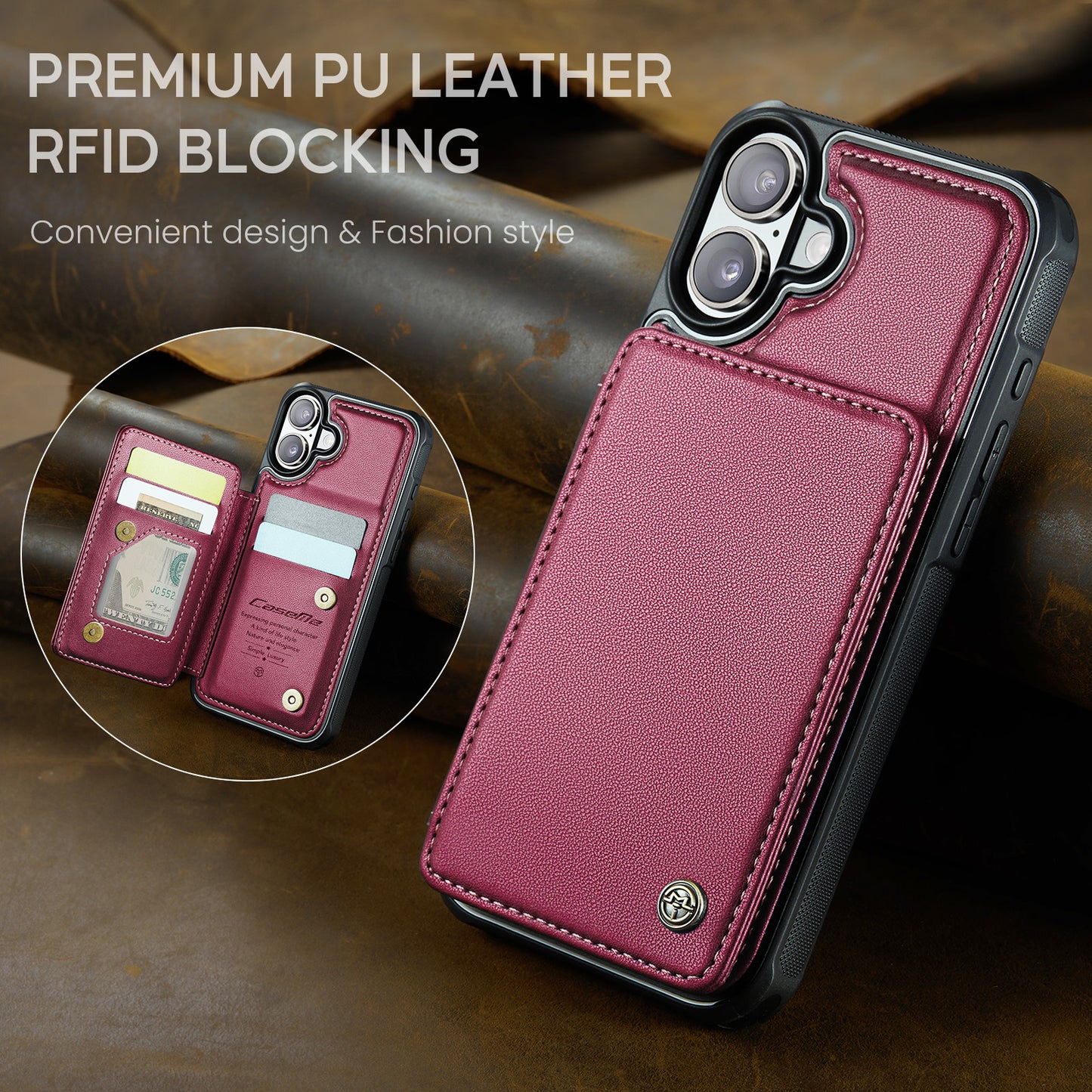iPhone 17 Faltbare Wallet-Hülle – RFID & 5 Kartenfächer