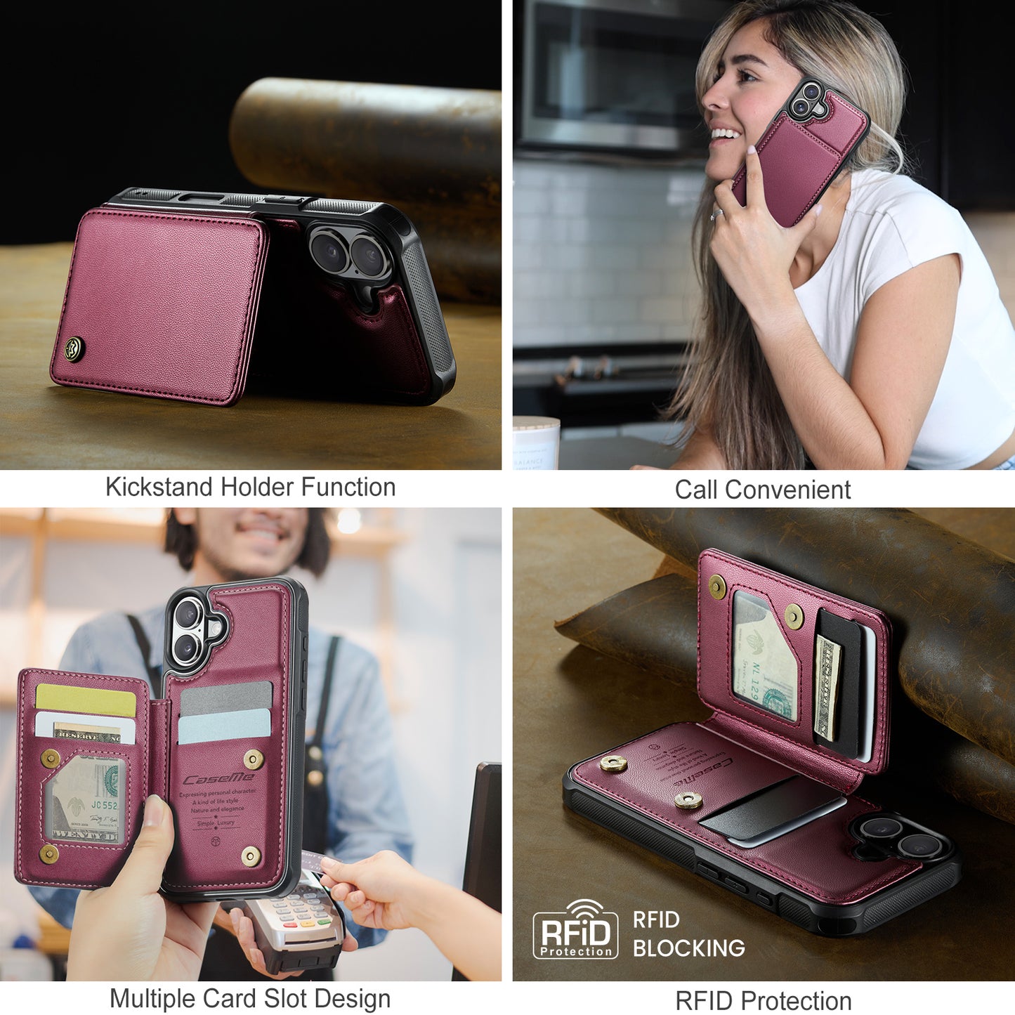 iPhone 17 Faltbare Wallet-Hülle – RFID & 5 Kartenfächer