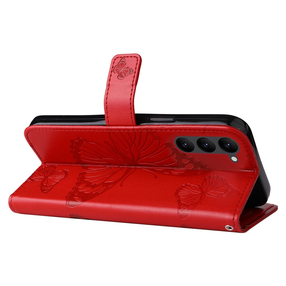 Galaxy S23 Wallet-Hülle – Schmetterling Aufgedruckt & Mit Ständer und Riemen