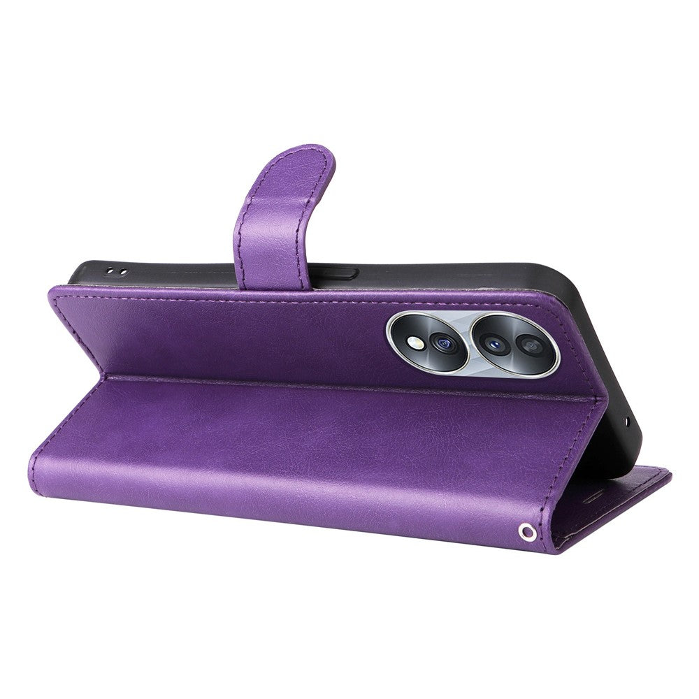 For Honor 70 5G Case Solid Color Leather Mobile Cover Wallet Stand with Strap
