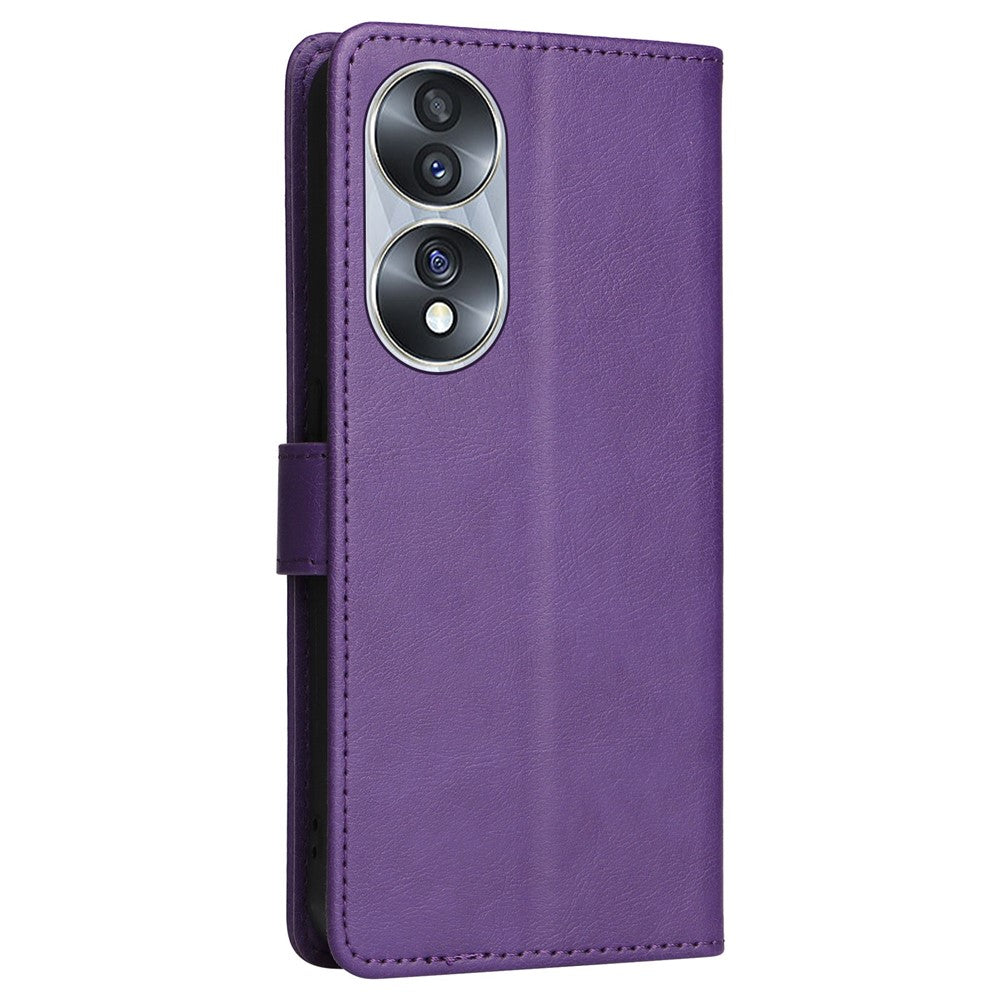 For Honor 70 5G Case Solid Color Leather Mobile Cover Wallet Stand with Strap