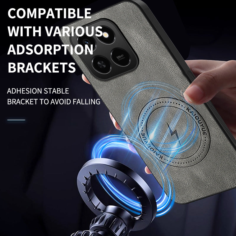 WANLONFENG For Honor 400 Smart 5G / 4G / X7d 4G Magnetic Case  SD1 Series Nappa Texture PC TPU Phone Cover