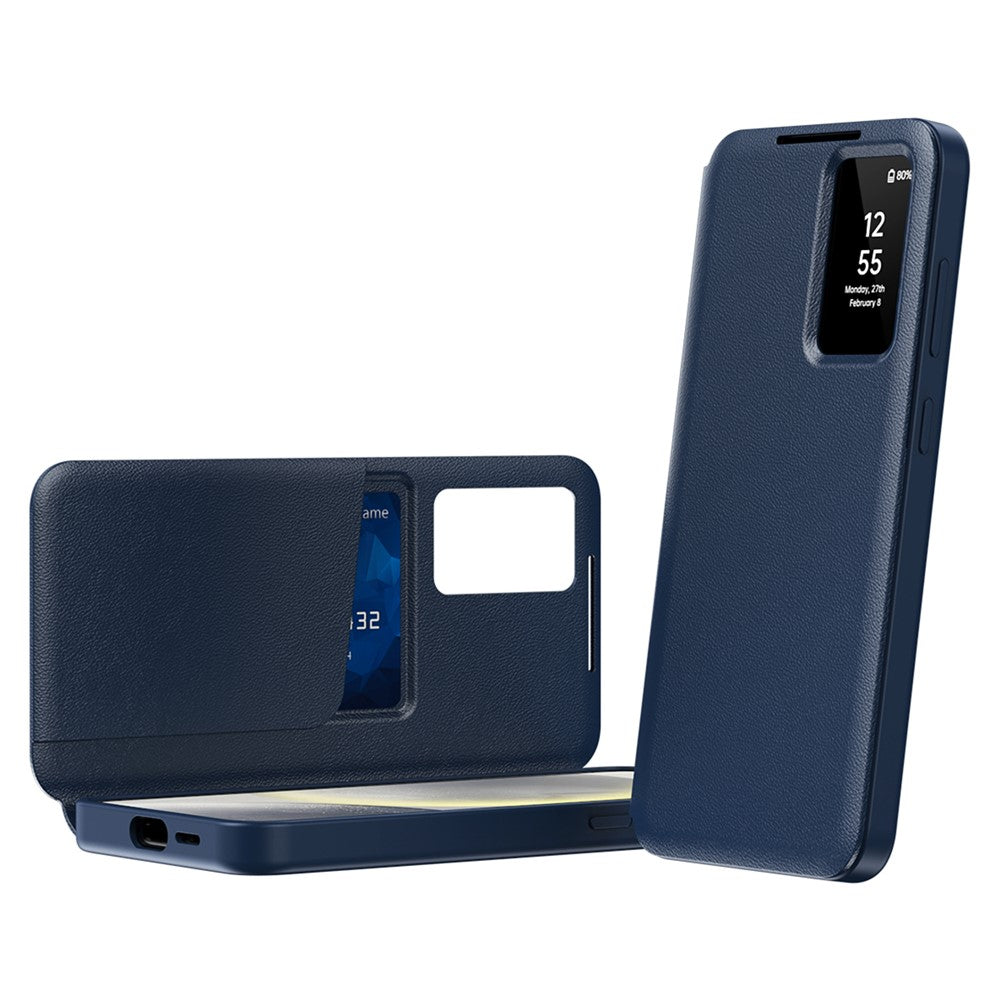 Galaxy S25 FE Lederhülle – Mit Kartenfach & Smart-View Fenster