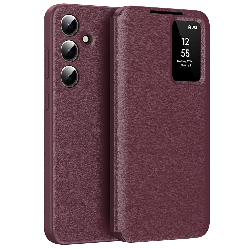 Galaxy S25 FE Lederhülle – Mit Kartenfach & Smart-View Fenster