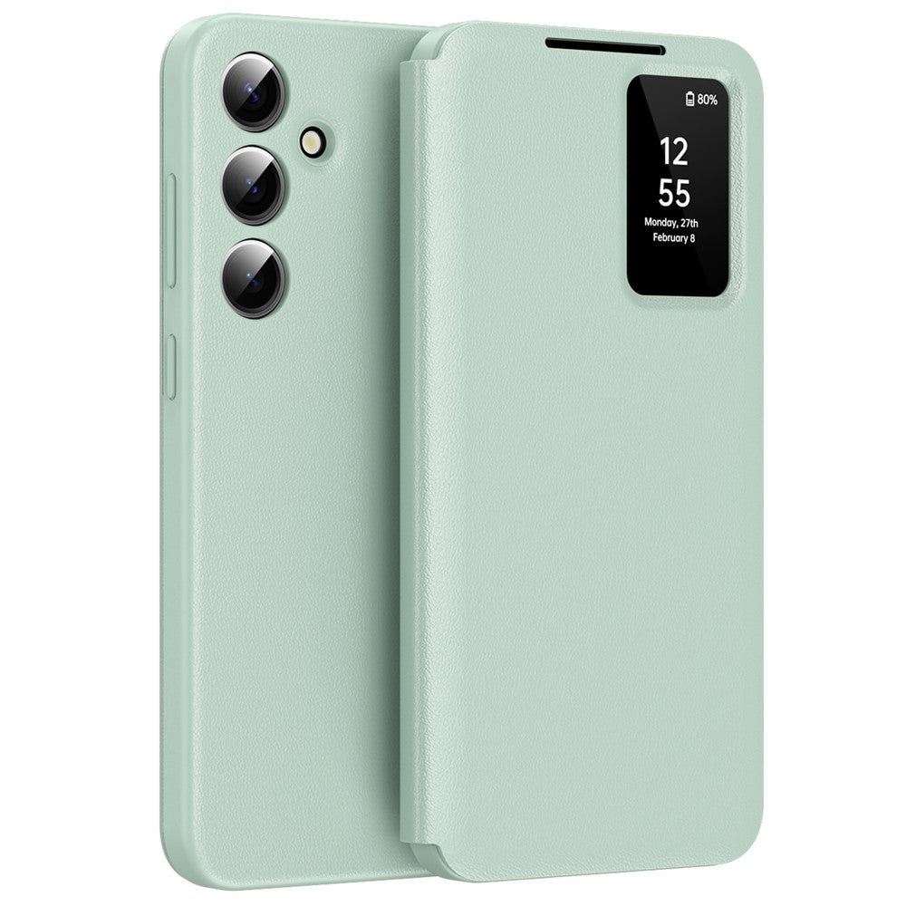 Galaxy S25 FE Lederhülle – Mit Kartenfach & Smart-View Fenster