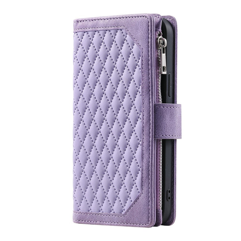 For Xiaomi Poco M8 5G / Redmi Note 15 5G (Global) Wallet Case Rhombus Stitching Line PU Leather Phone Cover with Wrist Strap