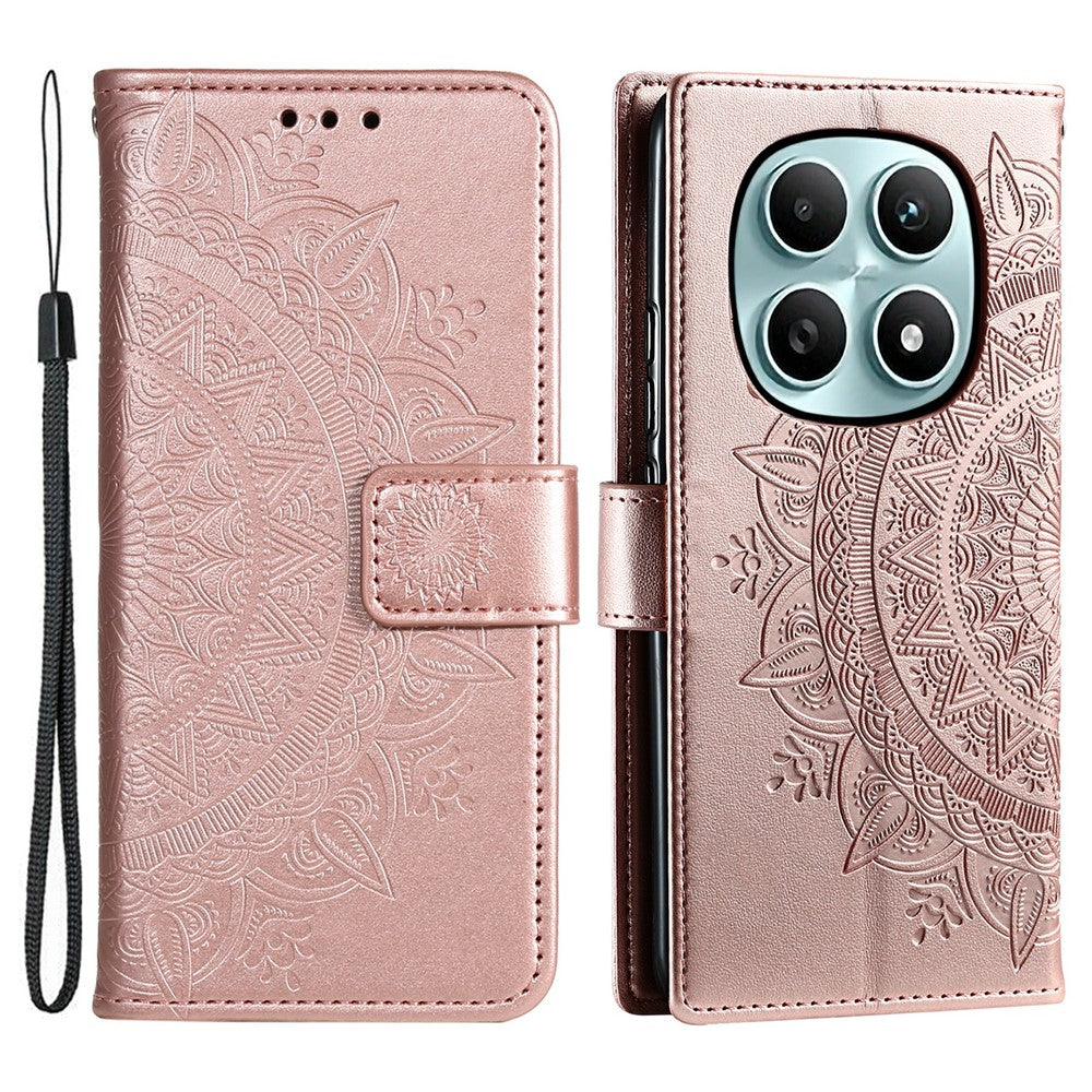 For Xiaomi Poco M8 5G / Redmi Note 15 5G (Global) Stand Case Imprinted Totem PU Leather Wallet Phone Cover with Wrist Strap
