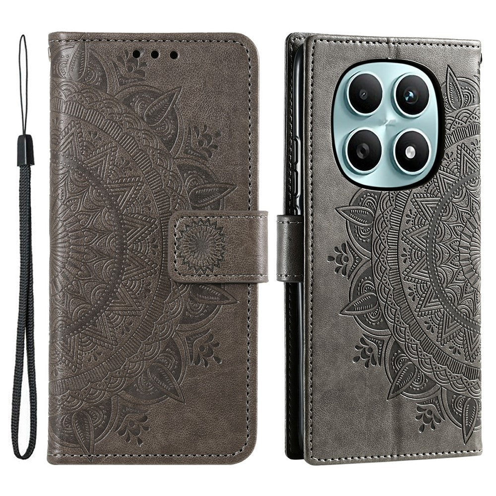 For Xiaomi Poco M8 5G / Redmi Note 15 5G (Global) Stand Case Imprinted Totem PU Leather Wallet Phone Cover with Wrist Strap