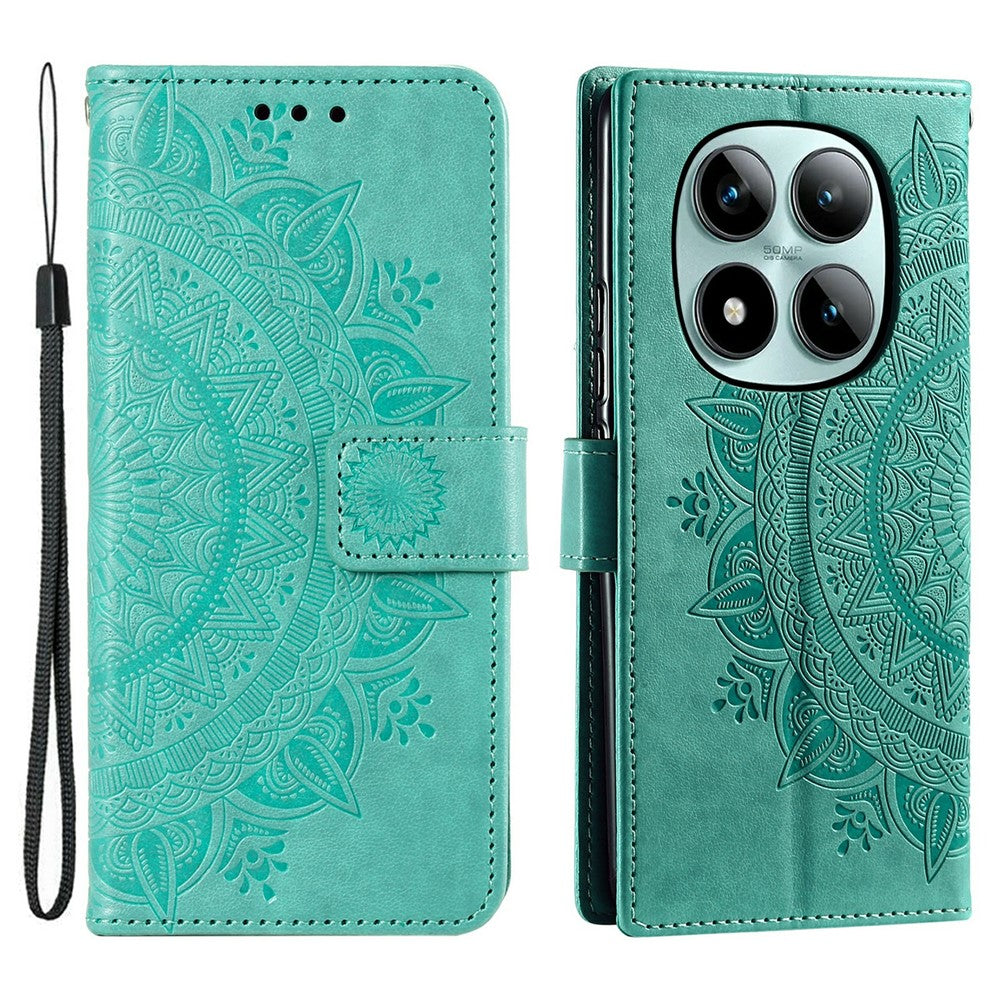 For Xiaomi Poco M8 Pro 5G / Redmi Note 15 Pro+ 5G (Global) Stand Case Imprinted Totem PU Leather Wallet Phone Cover with Wrist Strap