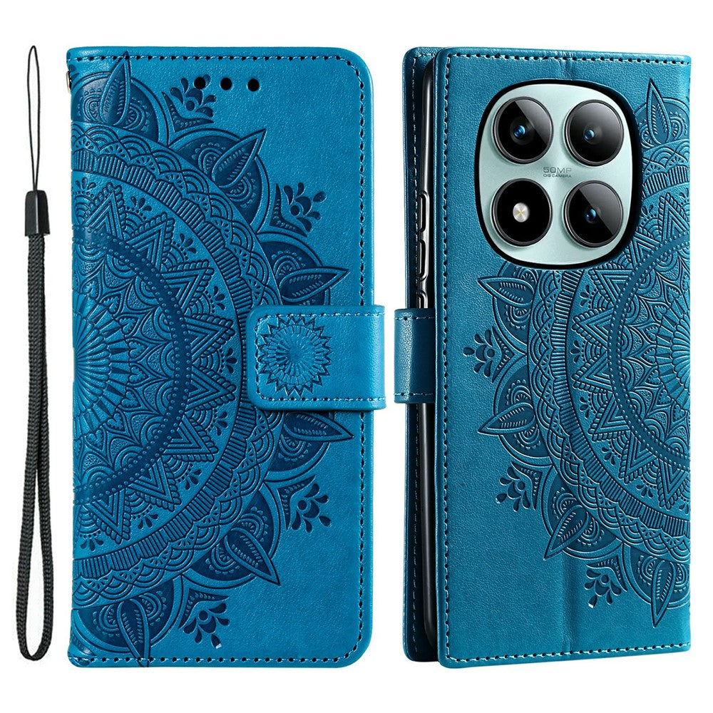 For Xiaomi Poco M8 Pro 5G / Redmi Note 15 Pro+ 5G (Global) Stand Case Imprinted Totem PU Leather Wallet Phone Cover with Wrist Strap