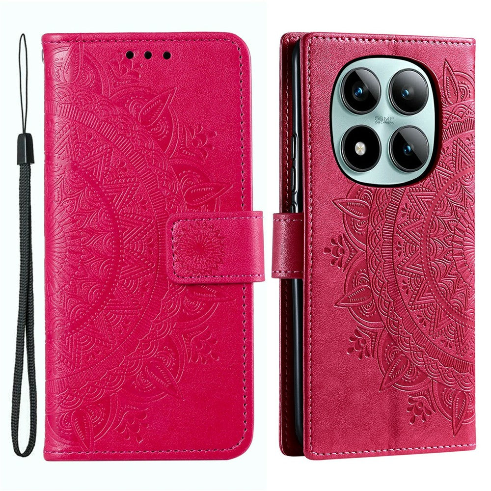 For Xiaomi Poco M8 Pro 5G / Redmi Note 15 Pro+ 5G (Global) Stand Case Imprinted Totem PU Leather Wallet Phone Cover with Wrist Strap