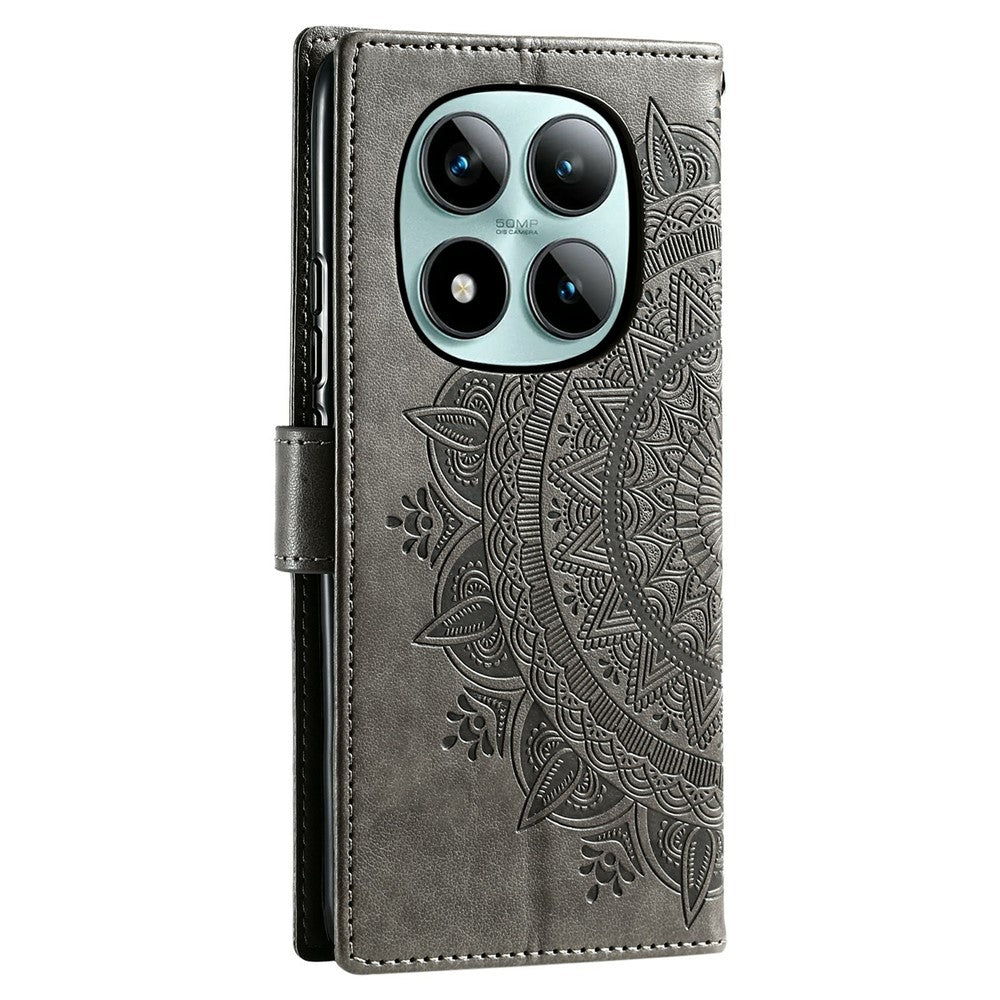 For Xiaomi Poco M8 Pro 5G / Redmi Note 15 Pro+ 5G (Global) Stand Case Imprinted Totem PU Leather Wallet Phone Cover with Wrist Strap