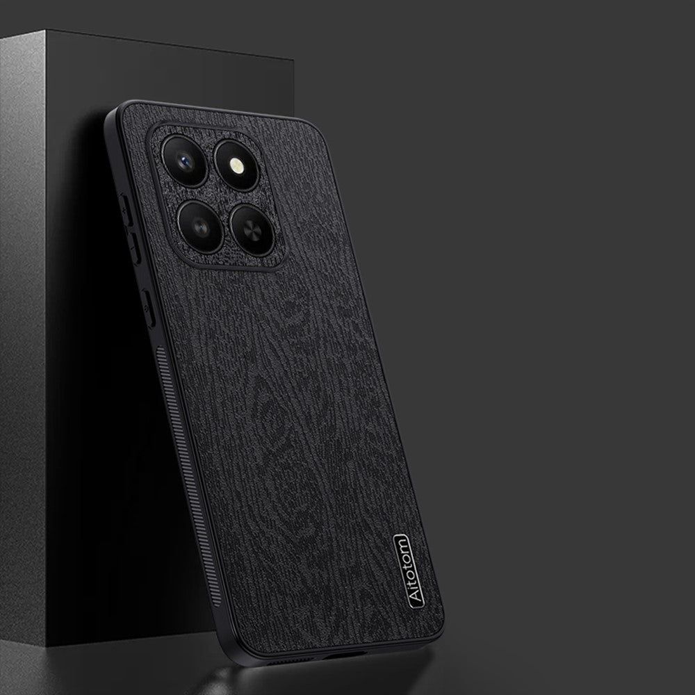 Honor X7d 5G Handyhülle – Aus lederbeschichtetem PC+TPU, mit Holzmaserung