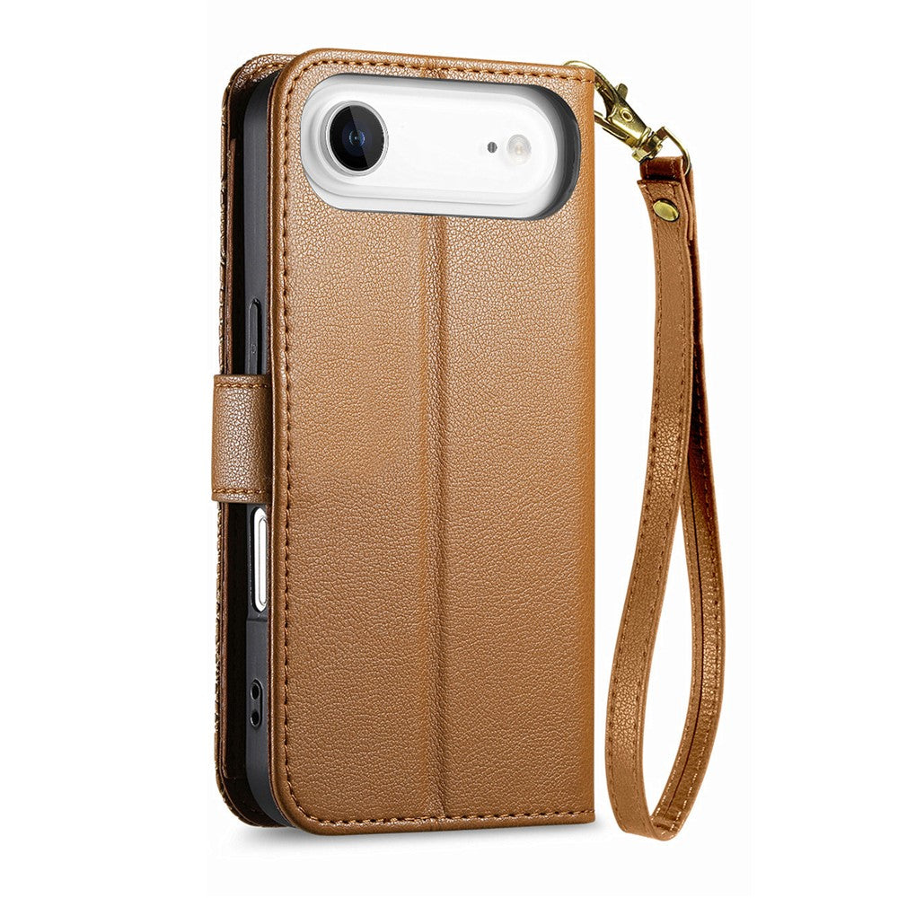 iPhone Air Wallet-Hülle – Blumenblattmuster, Reißverschluss & Handschlaufe