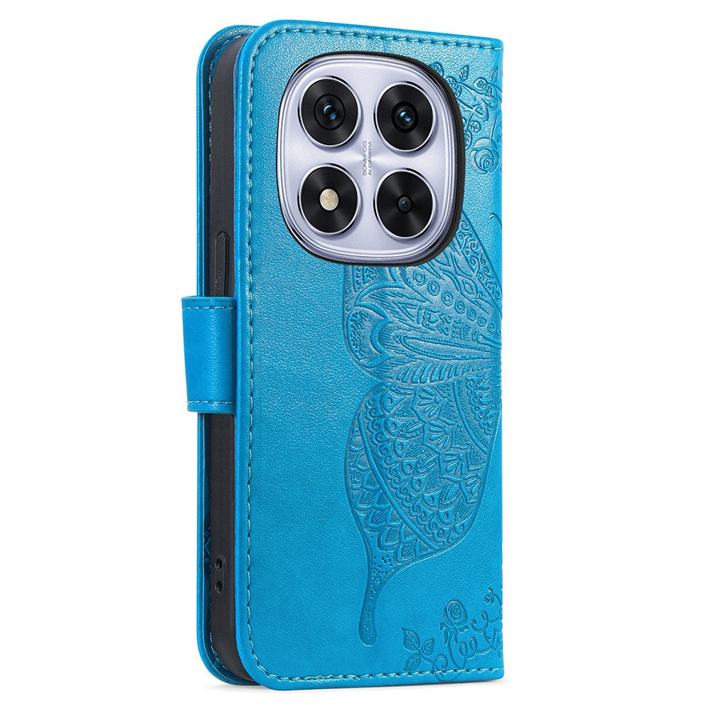 For Xiaomi Poco M8 Pro 5G / Redmi Note 15 Pro+ 5G (Global) Case with Strap Butterfly Pattern PU Leather Wallet Phone Cover