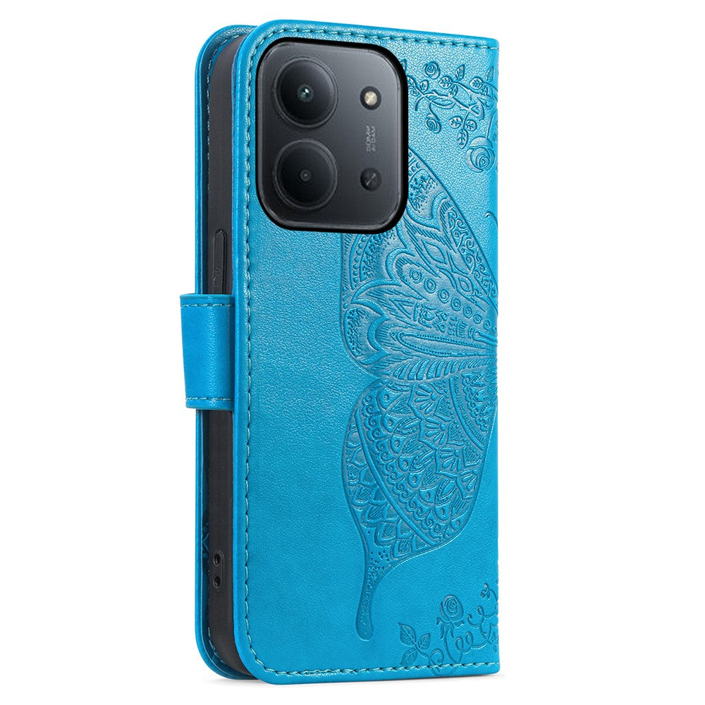 For Xiaomi Redmi 15C 4G (EU) (173mm)  /  15C 5G (EU) (173mm) Case with Strap Butterfly Pattern PU Leather Wallet Phone Cover
