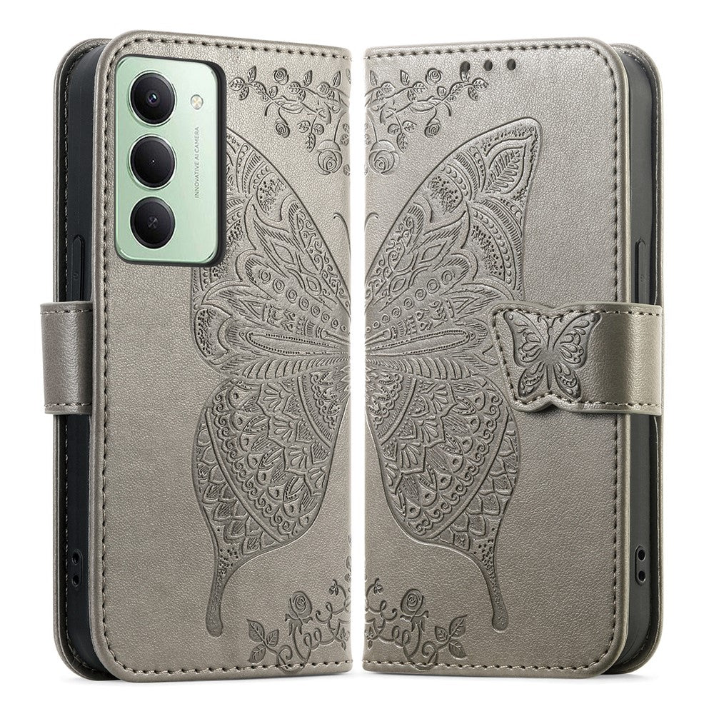 For Xiaomi Redmi 15 4G (EU) (171mm) Case with Strap Butterfly Pattern PU Leather Wallet Phone Cover