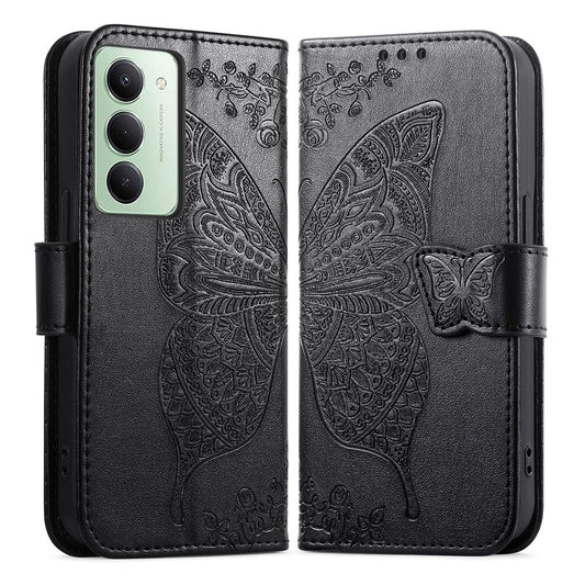 Xiaomi Redmi 15 4G (EU) (171mm) Handyhülle – mit Riemen, Schmetterlingsmuster, PU-Leder, Brieftaschen