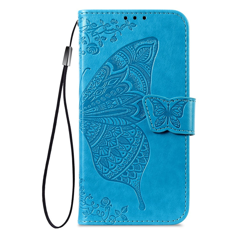 For Xiaomi Redmi 15 4G (EU) (171mm) Case with Strap Butterfly Pattern PU Leather Wallet Phone Cover