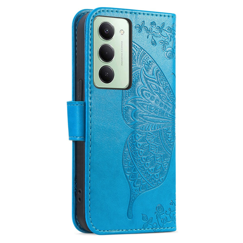 For Xiaomi Redmi 15 4G (EU) (171mm) Case with Strap Butterfly Pattern PU Leather Wallet Phone Cover