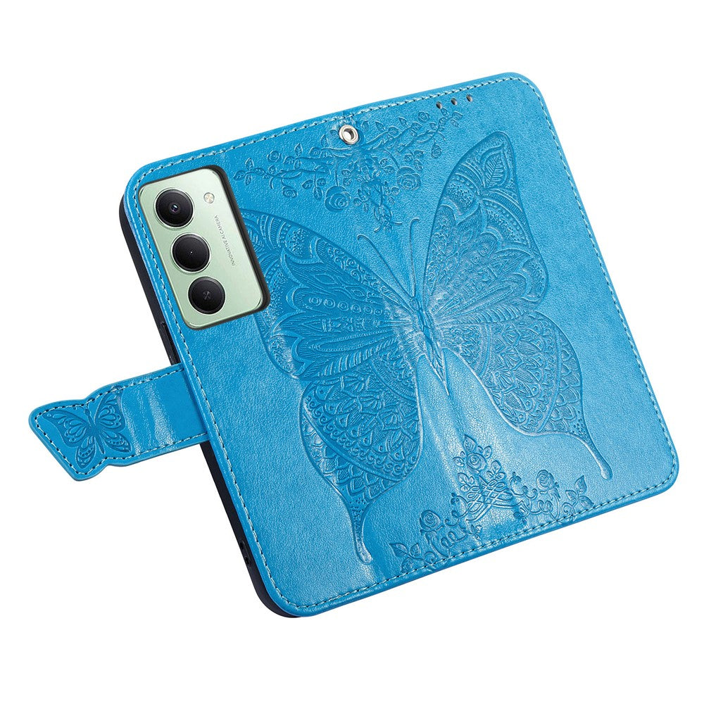For Xiaomi Redmi 15 4G (EU) (171mm) Case with Strap Butterfly Pattern PU Leather Wallet Phone Cover