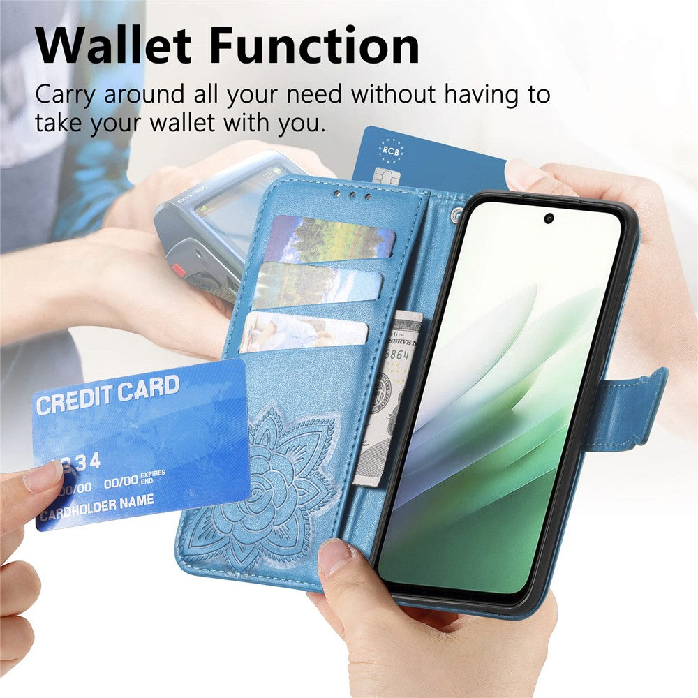 For Xiaomi Redmi 15 4G (EU) (171mm) Case with Strap Butterfly Pattern PU Leather Wallet Phone Cover