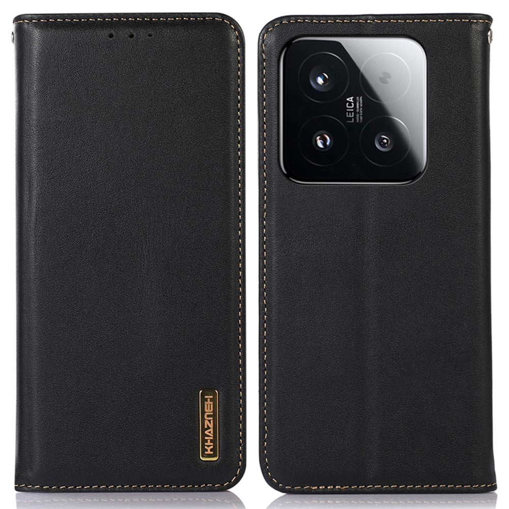KHAZNEH For Xiaomi 15T Case Wallet Genuine Cow Leather Phone Cover Nappa Texture