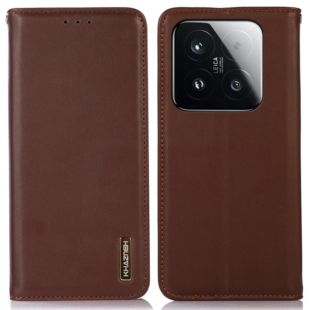 KHAZNEH For Xiaomi 15T Case Wallet Genuine Cow Leather Phone Cover Nappa Texture