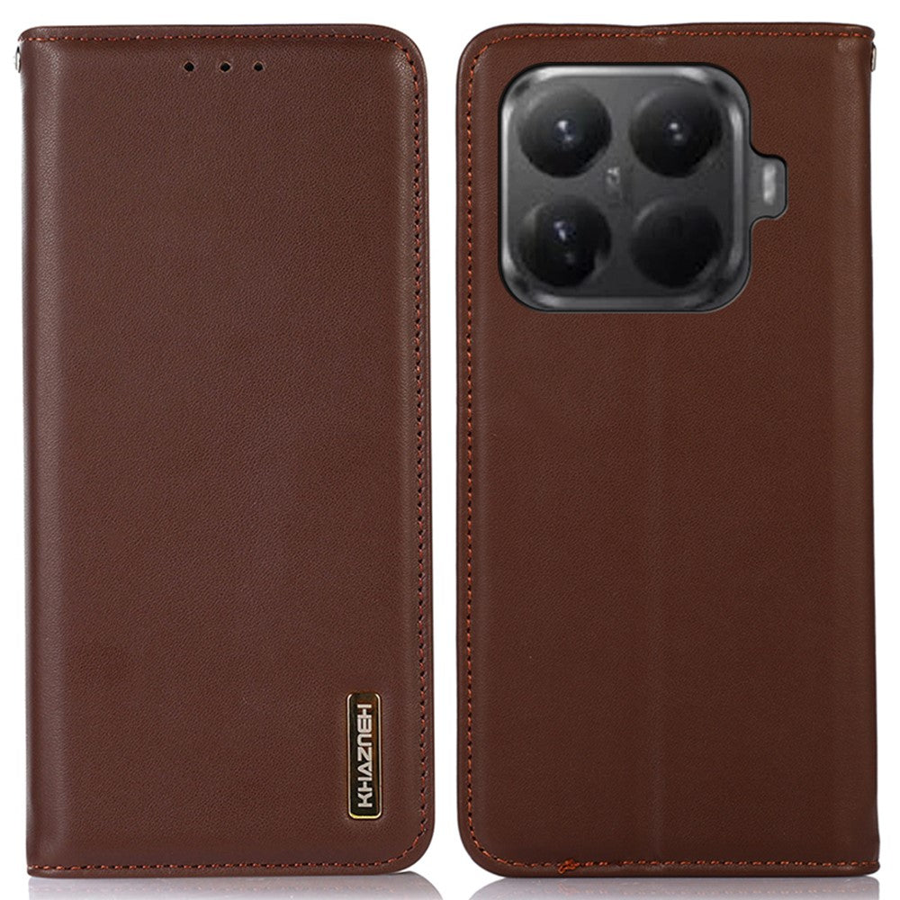 KHAZNEH For Xiaomi 15T Pro Case Wallet Genuine Cow Leather Phone Cover Nappa Texture