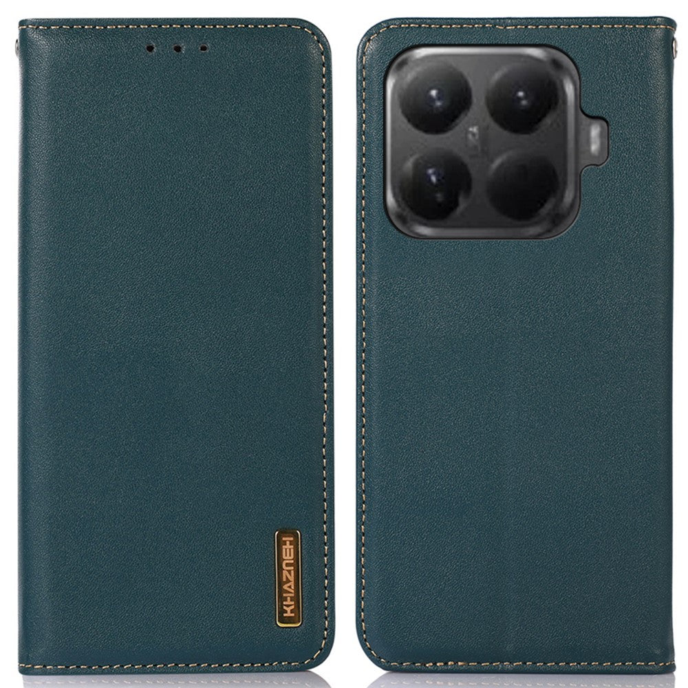 KHAZNEH For Xiaomi 15T Pro Case Wallet Genuine Cow Leather Phone Cover Nappa Texture