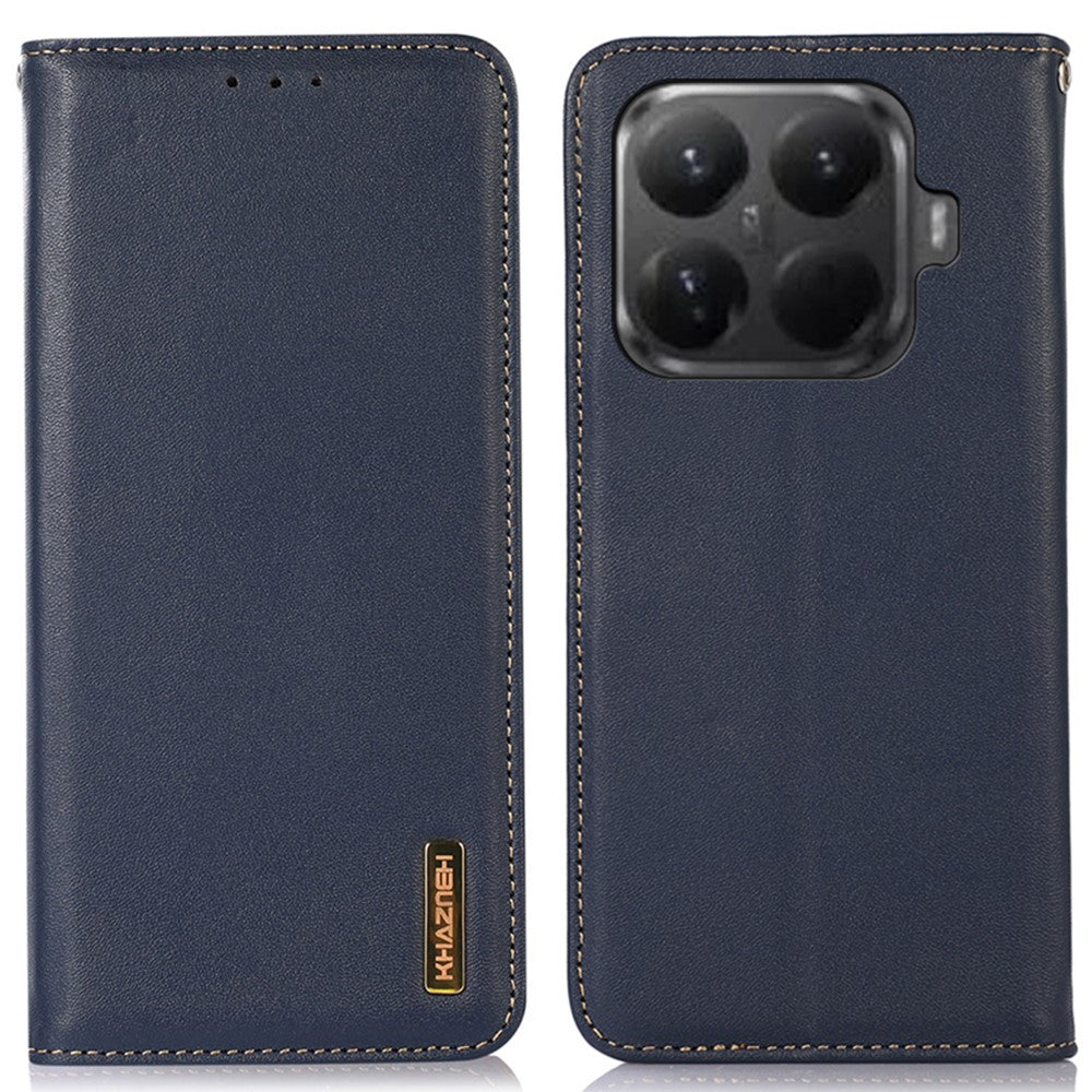 KHAZNEH For Xiaomi 15T Pro Case Wallet Genuine Cow Leather Phone Cover Nappa Texture