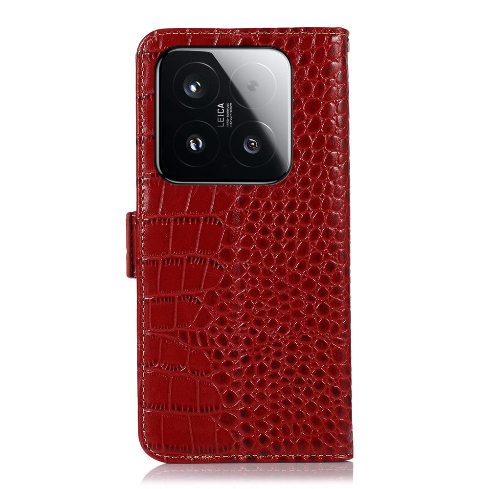 For Xiaomi 15T Case RFID Blocking Wallet Crocodile Texture Genuine Cow Leather Phone Cover