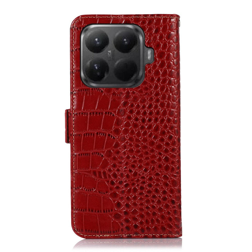 For Xiaomi 15T Pro Case RFID Blocking Wallet Crocodile Texture Genuine Cow Leather Phone Cover