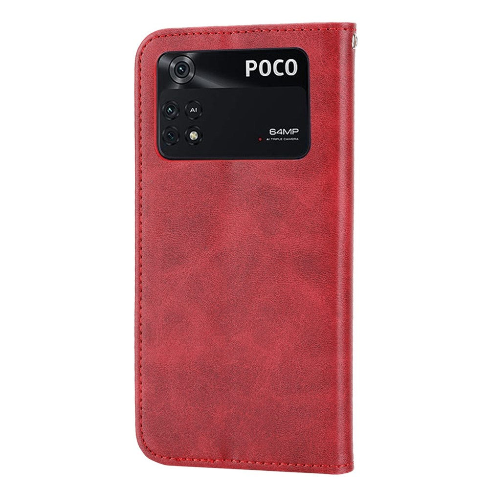 For Xiaomi Poco X4 Pro 5G Imprinted Rhombus Pattern Phone Stand Case Calf Texture PU Leather Wallet Magnetic Closure Cover with Strap