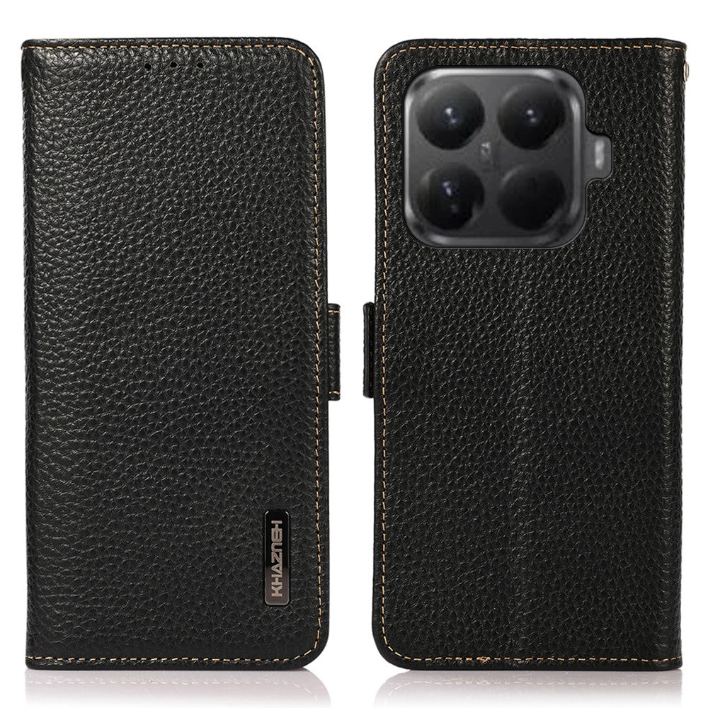 KHAZNEH for Xiaomi 15T Pro Phone Case Genuine Cow Leather Cover RFID Blocking